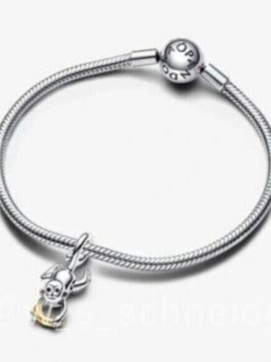 Pandora Two-tone Movable Monkey Dangle Charm - Picture 3 of 4